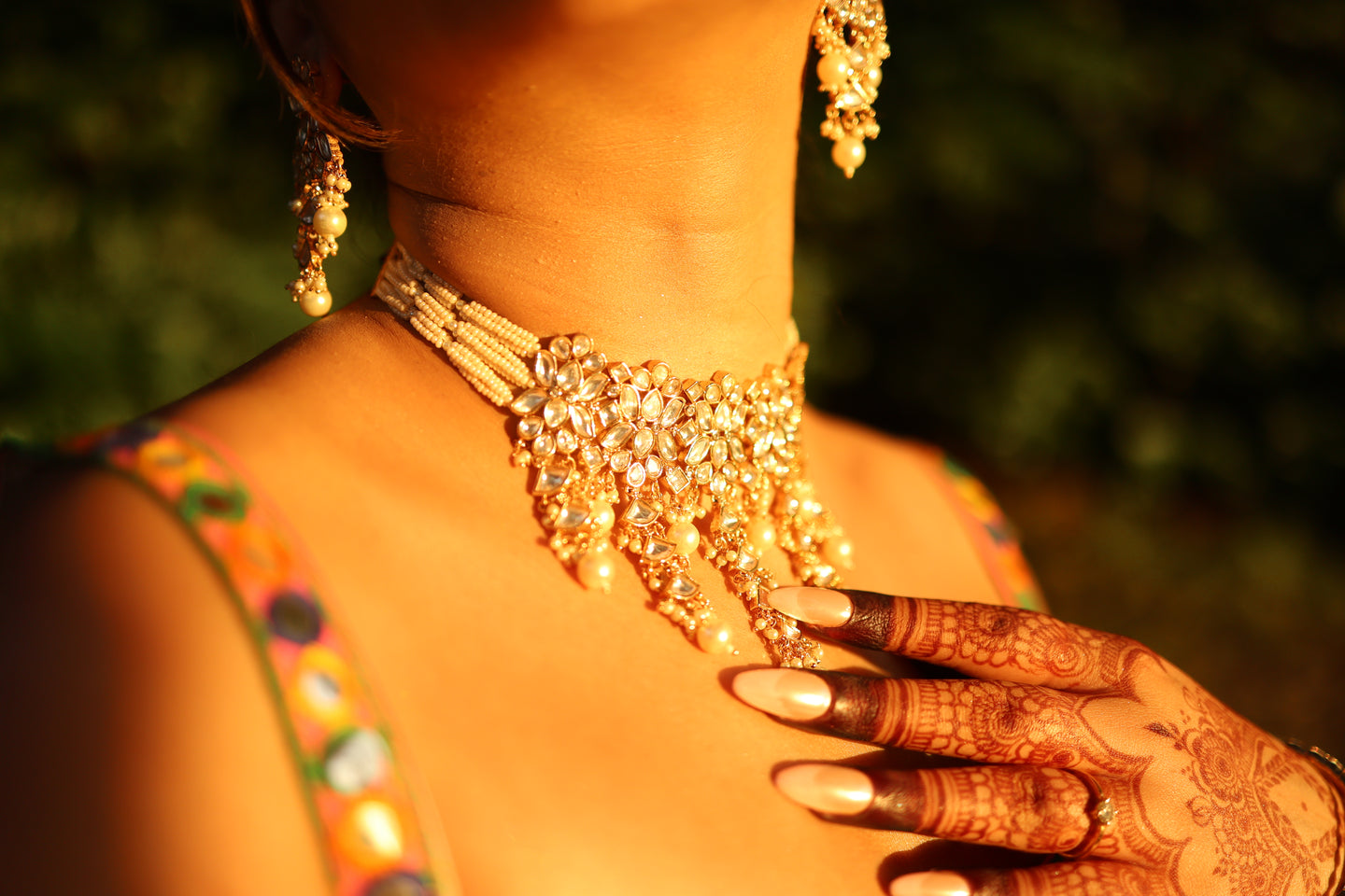 Asian jewellery Indian Jewellery gold kundan necklace set choker set earrings pearl white pearl asian indian wedding jewellery